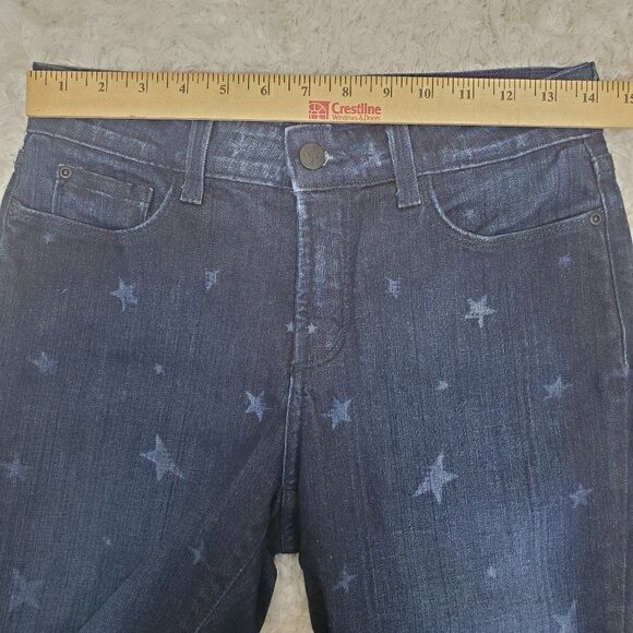 NYDJ Sheri Skinny Ventura Denim Blue Jean Dark Wash Factory Fading Star Print 6P - Picture 10 of 15